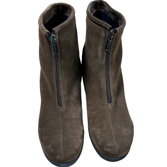 La Canadienne NWOB Shaine Waterproof Front Zip Wedge Bootie Size 9M Brown - Picture 5 of 10